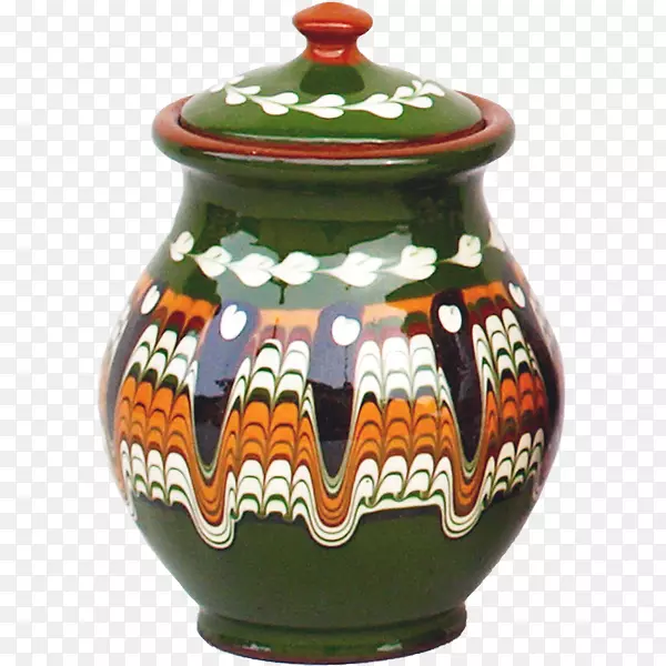 陶瓷陶器瓶绿香料罐