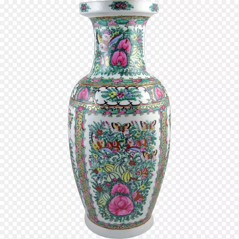 花瓶陶瓷孔雀灯瓷器家庭玫瑰-图案