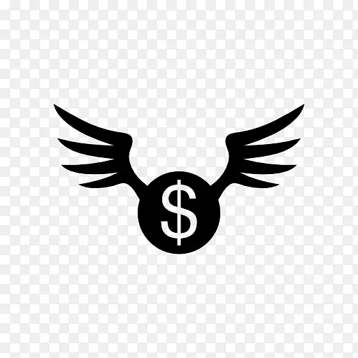 电脑图标钱币货币符号礼品盒打开飞出厨具
