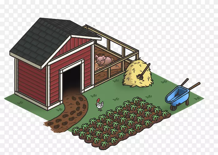 视频游戏中的房屋等距投影场绘制等距图形和像素场剪贴画