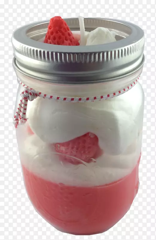 奶油冷冻甜点奶制品草莓-梅森罐
