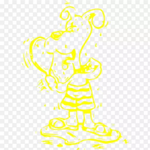 线条艺术剪贴画-黄色小狗
