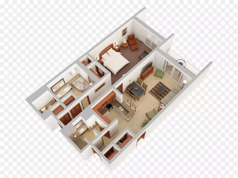 Caribe Hilton酒店三维平面图-3D住宅