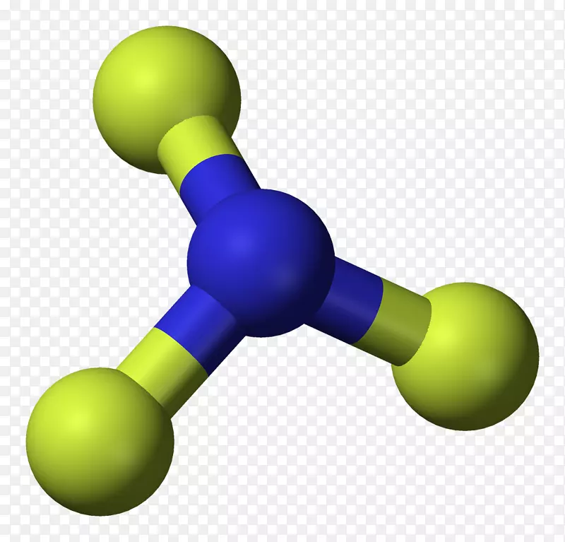 三氟化氮分子球棒模型三角锥状分子几何学氮
