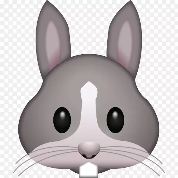 表情兔子iphone短信贴纸-灰兔