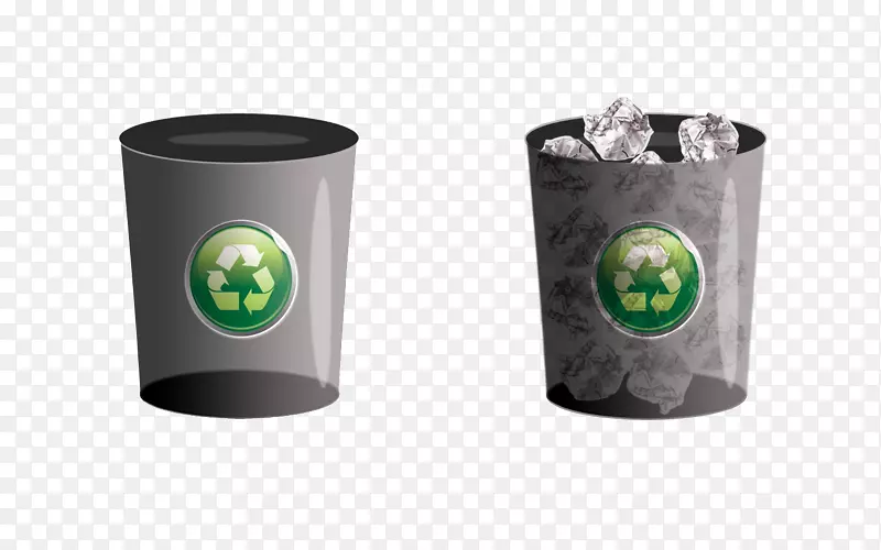 回收箱塑料垃圾桶和废纸篮计算机图标-VS