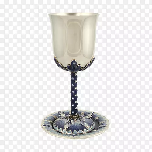 基杜什圣杯玻璃有蓝白相间的条纹
