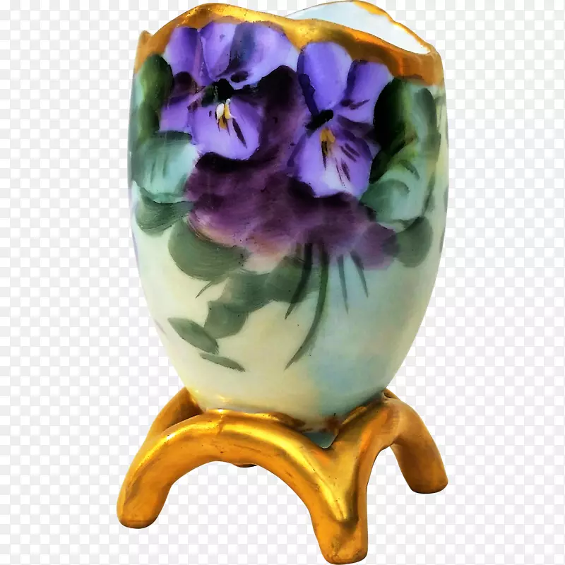 陶瓷花瓶花盆餐具紫罗兰.复古手绘