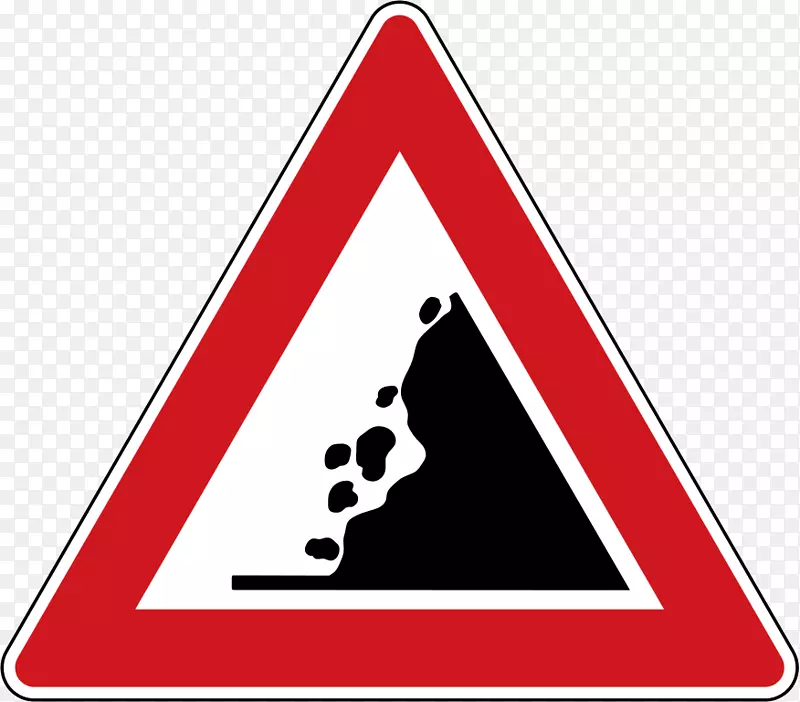 警告标志交通标志落石-决定