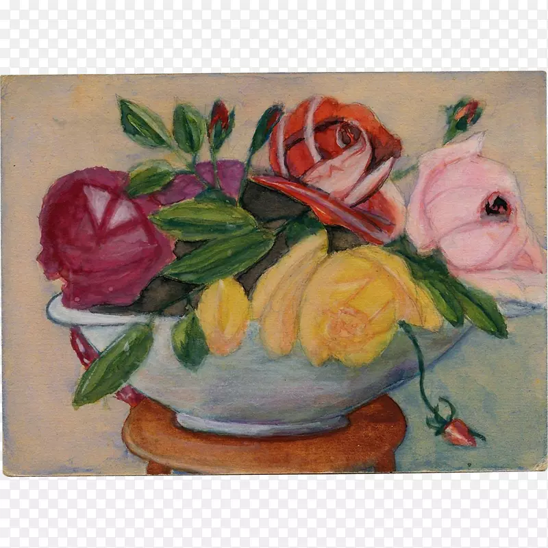 彩绘花卉图案玫瑰艺术复古手绘