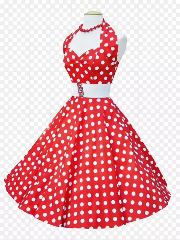 20世纪50年代波尔卡圆点连衣裙吊带色时尚