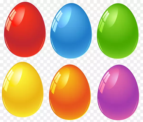 复活节兔子红色彩蛋剪贴画-五彩缤纷的复活节
