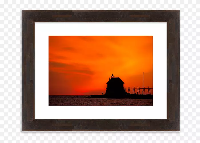 大港湾南码头，内灯，灯塔，相框摄影，黄昏时分建楼