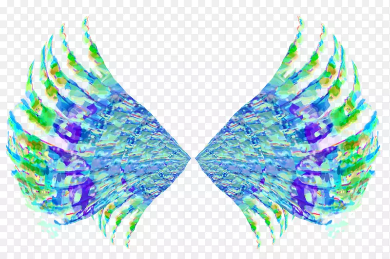 青绿色提尔线羽毛微软天青-翅膀风格
