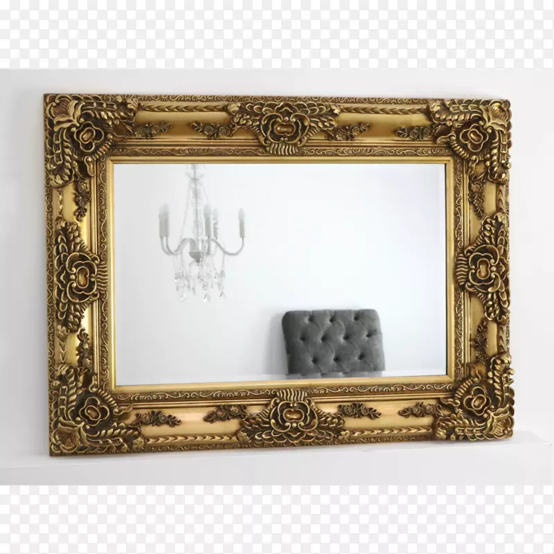 镜框镜面金长方形象牙古董框