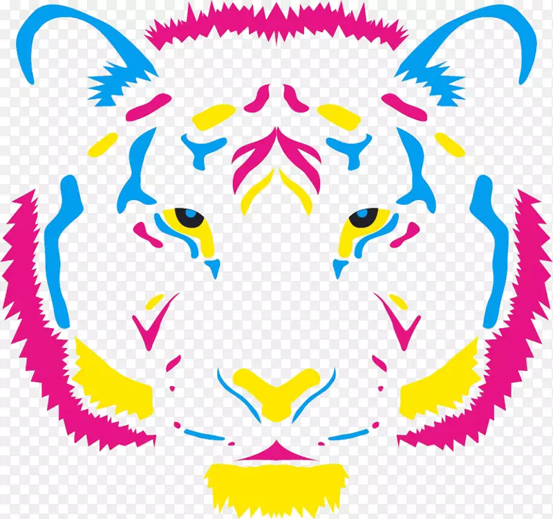 虎CMYK彩色模型豹夹艺术-水彩虎