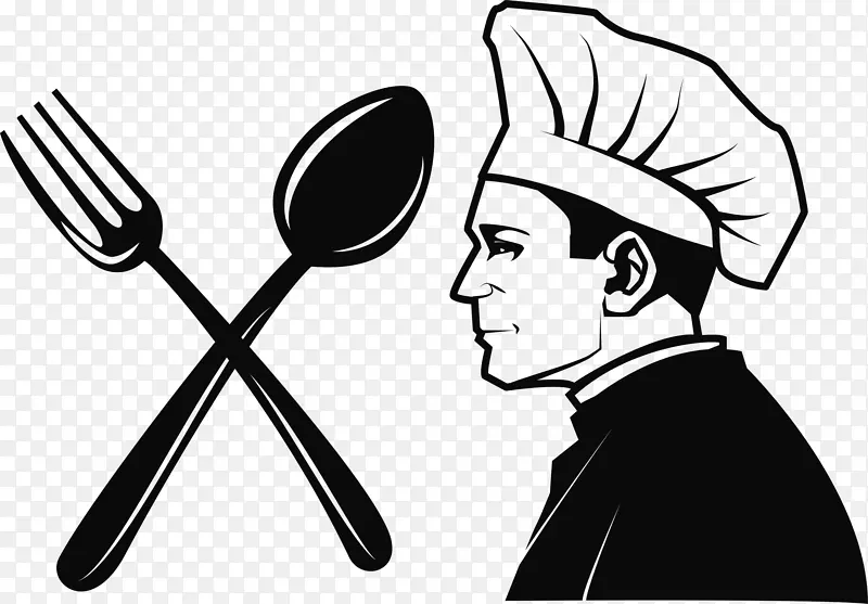 公共领域厨师叉式剪贴画-餐饮厨师