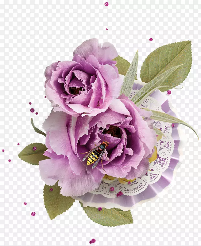 切花设计紫色花园玫瑰-怀旧印章