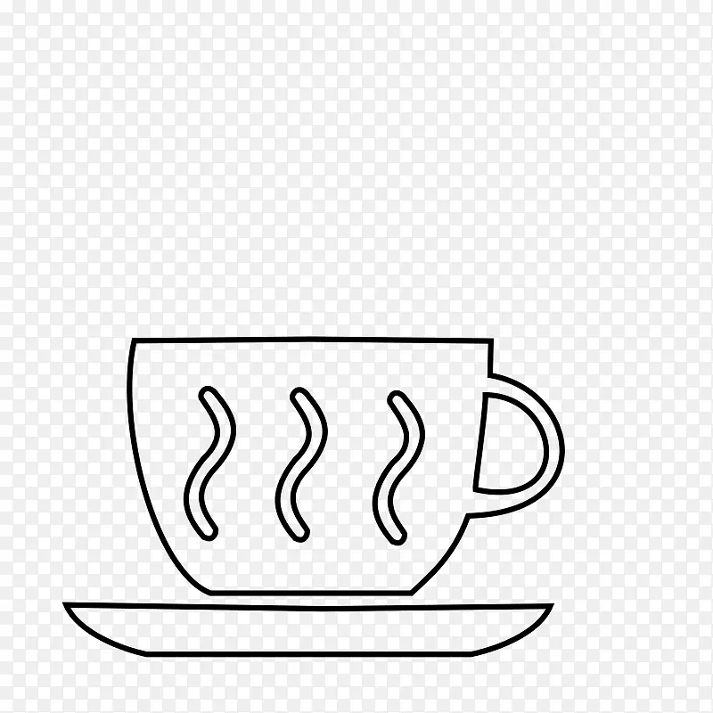 线型艺术咖啡杯夹艺术线型剪贴画