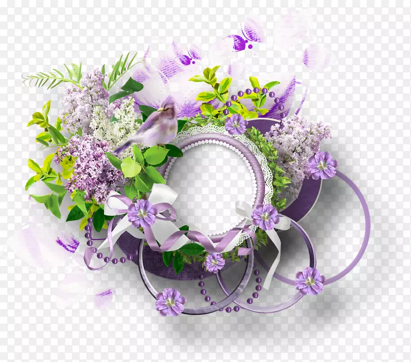 边花紫色剪贴画-美丽的花丛