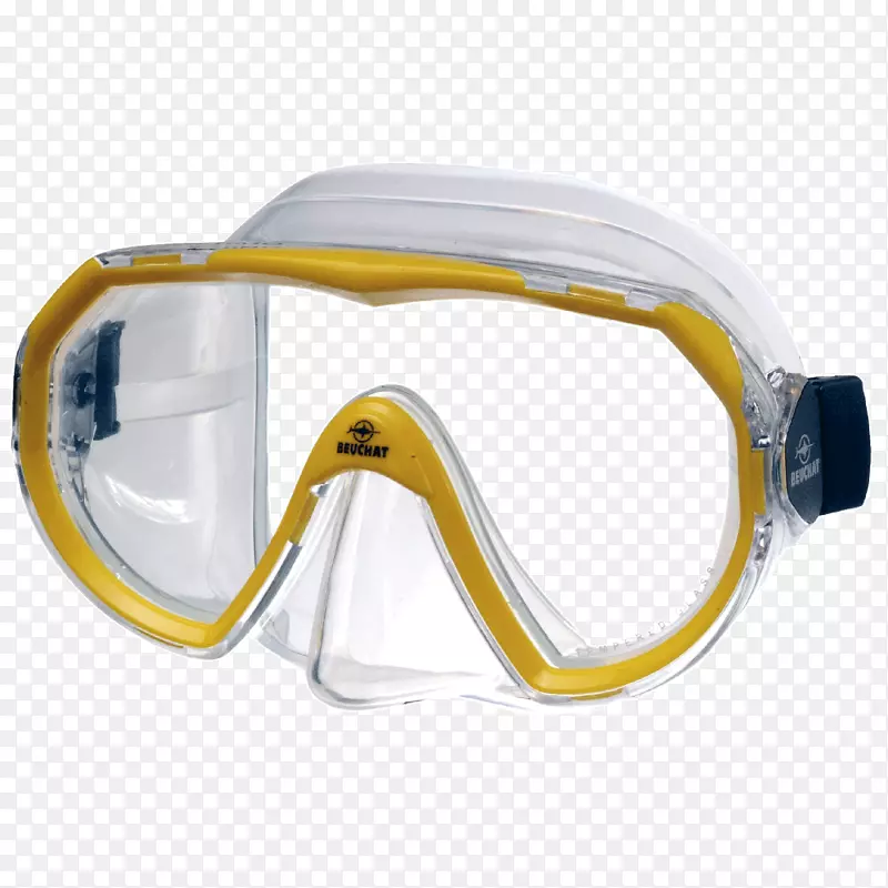潜水和浮潜面具水下潜水留声机-免费潜水Beuchat-黄色口罩