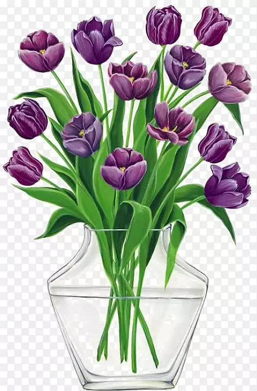 花束剪贴画-紫色郁金香