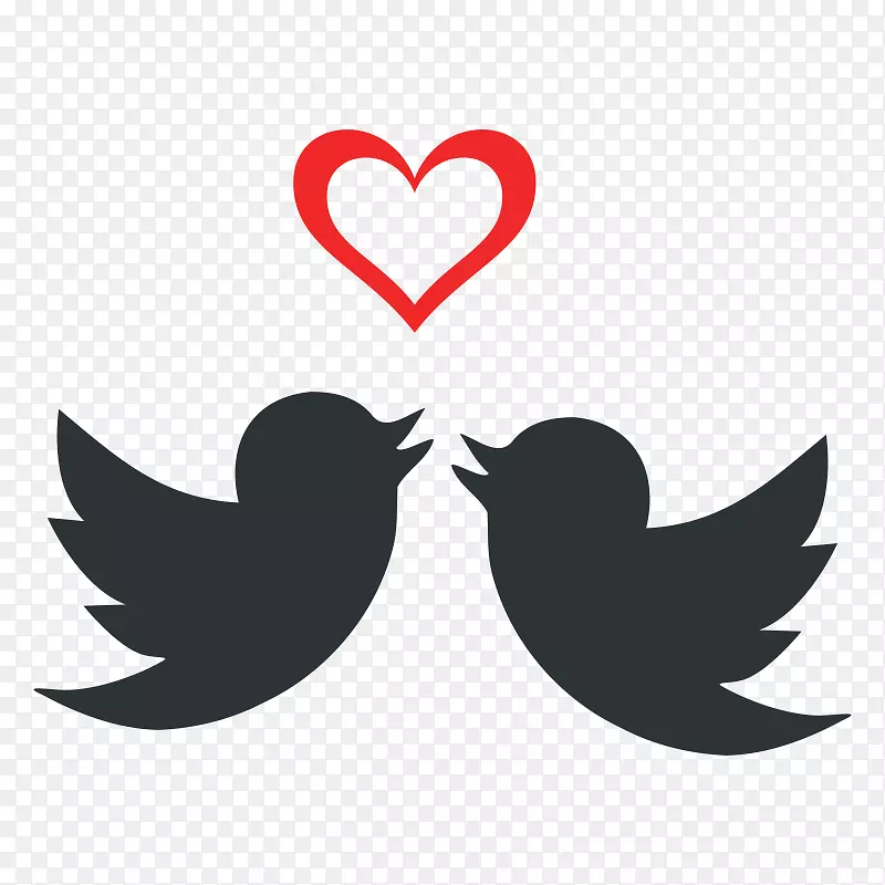 菲舍尔的爱鸟心脏夹艺术-情人节广告海报模板