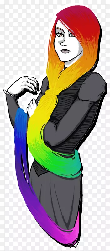 艺术绘画女性-彩虹头发