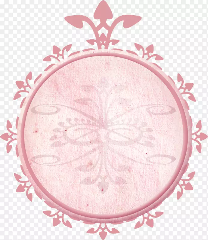 圆形花瓣粉红色m字形标签