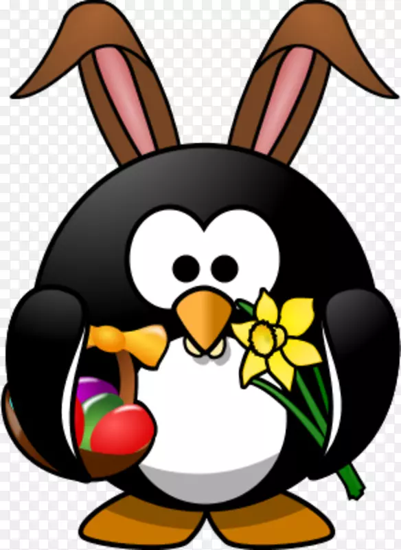 企鹅复活节兔子复活节彩蛋剪贴画-企鹅载体