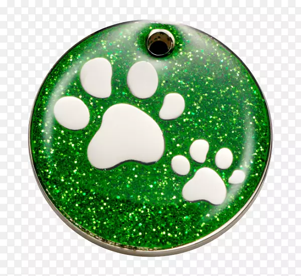 狗领宠物标签猫爪绿色标签