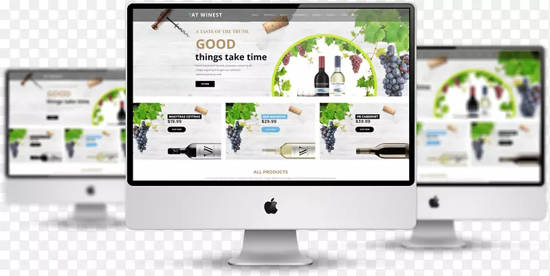 响应式网页设计虚拟网上购物模版-葡萄酒模型