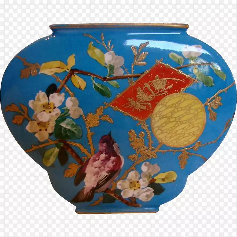 陶瓷钴蓝花瓶瓷制品手绘蝴蝶