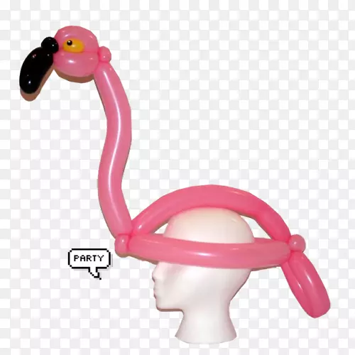 火烈鸟派对帽子粉红色气球-小火烈鸟