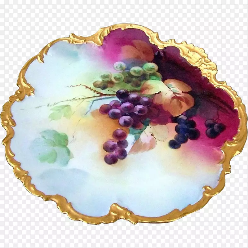 餐具盘瓷紫手彩绘葡萄