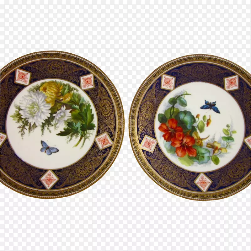 餐具陶瓷板瓷碗手绘蝴蝶