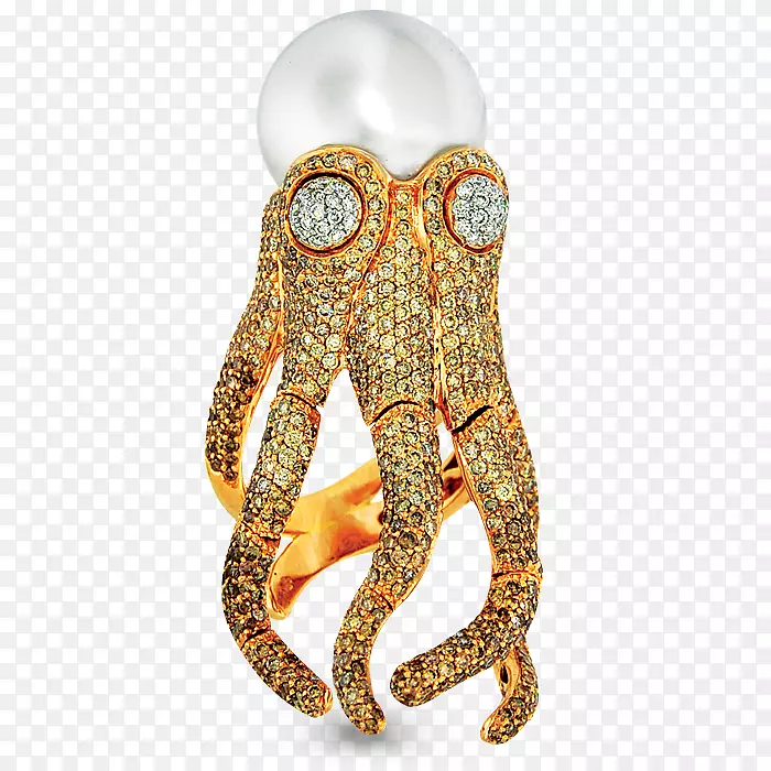 珠宝耳环金珍珠-章鱼鸟笼