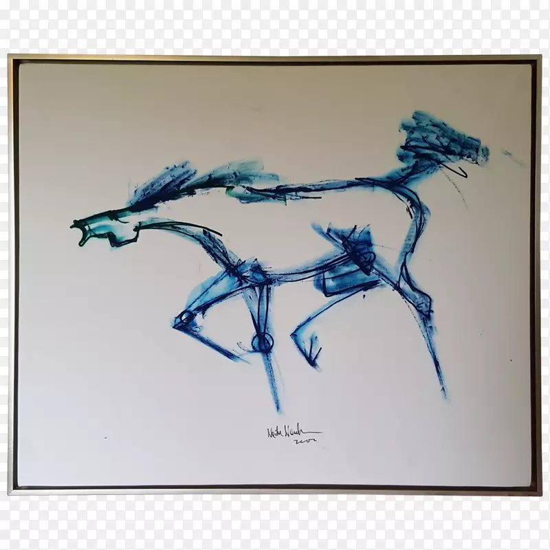 现代艺术绘画树枝水彩马