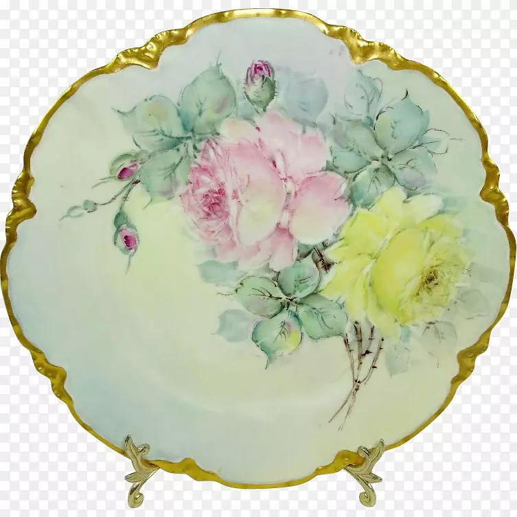 餐具盘花陶瓷板手绘墨水和白芭蕾舞