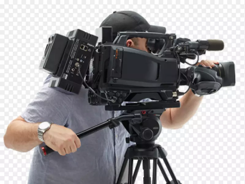 摄像机操作员提词机广播摄像机.带三脚架的照相机