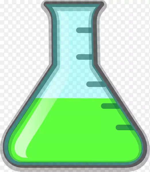 实验室烧瓶Erlenmeyer烧瓶化学剪辑艺术-浅绿色
