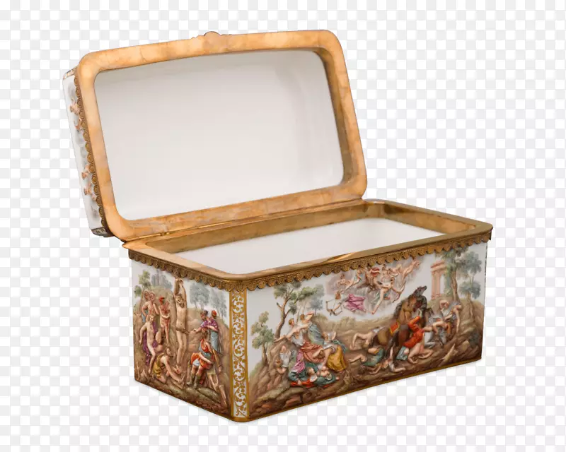 梅森瓷盒长方形棺材-精美的手绘绘画