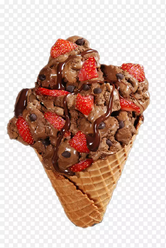 巧克力冰淇淋圆锥形圣代华夫饼冰淇淋