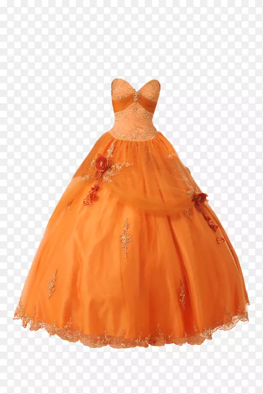 橙色婚纱红色连衣裙