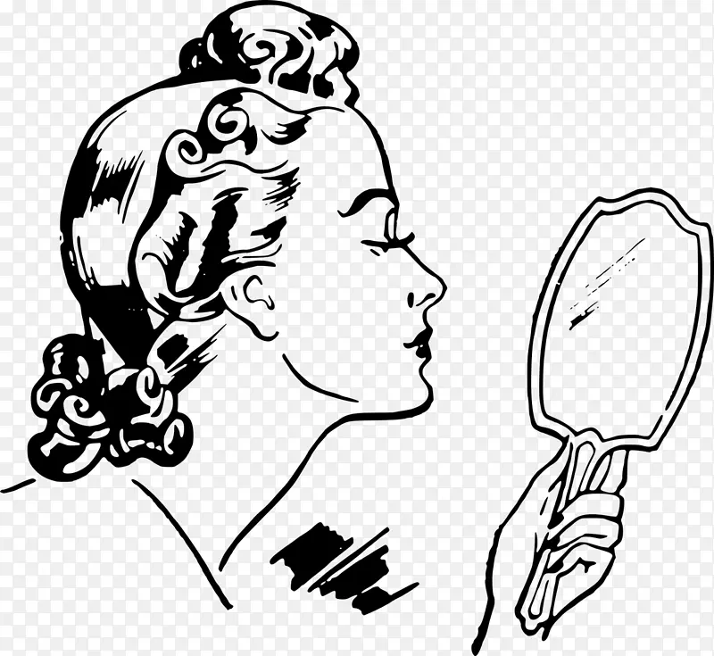 镜子女人绘画剪贴画-镜子