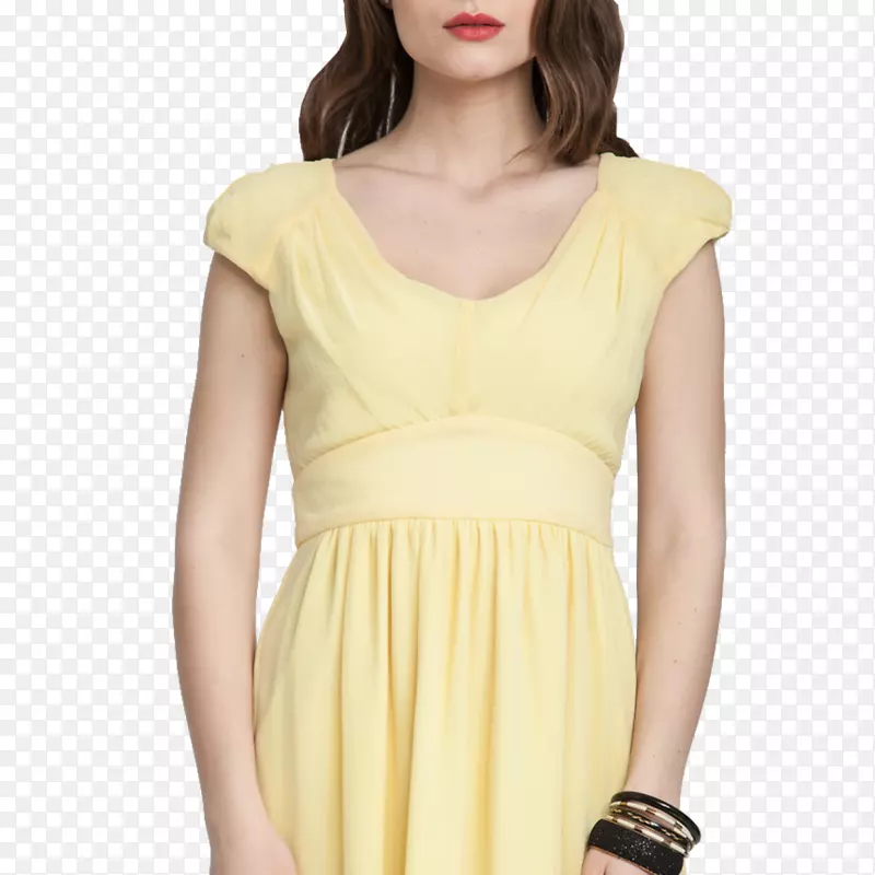 鸡尾酒裙袖黄色长袍