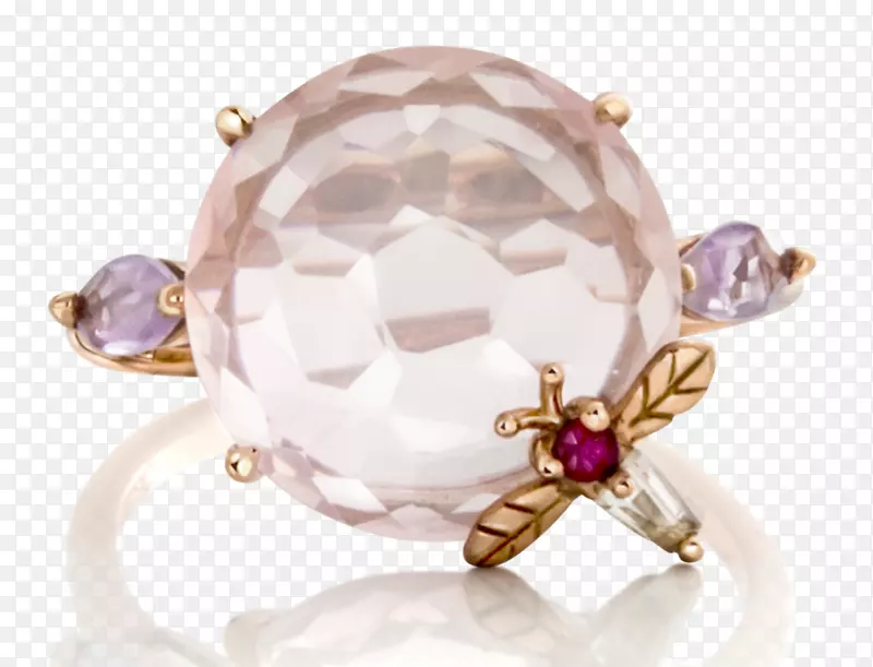 珠宝宝石服装配件紫水晶胸针-采蜜蜂