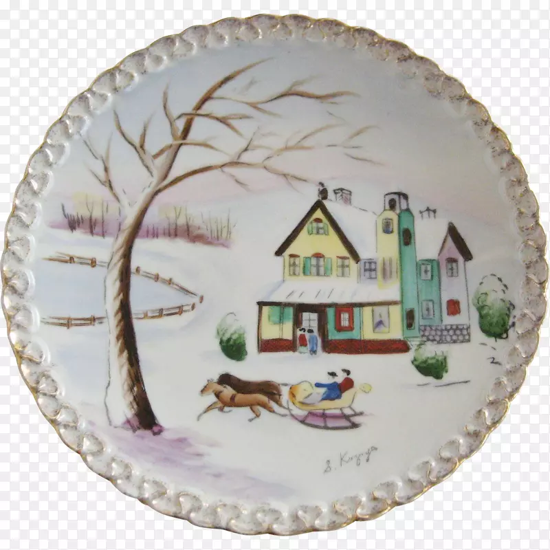 盘子瓷餐具陶瓷盘子手绘场景
