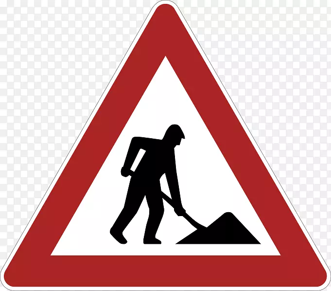 工作中的男性道路工程标志-标签