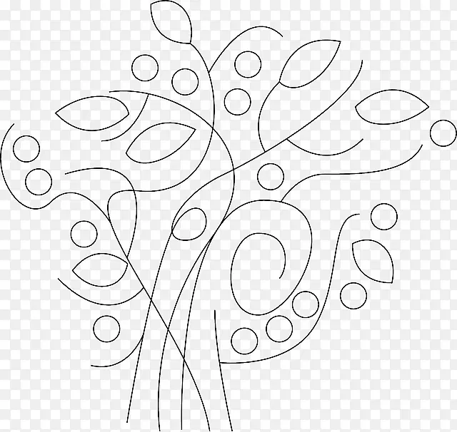 枝叶花卉设计绘图树夹艺术.夏季芦苇元素